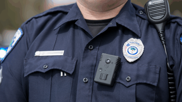 Photo of police officer wearing body camera