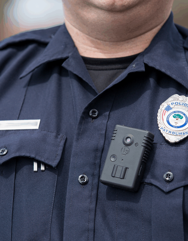 Photo of police officer wearing body camera
