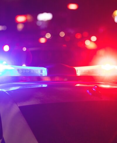 Close-up of police car lights