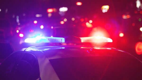 Close-up of police car lights