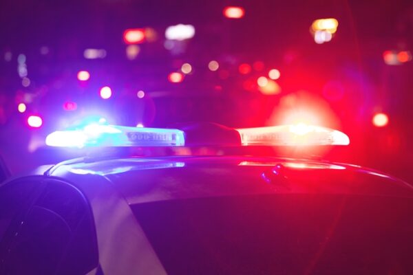Close-up of police car lights