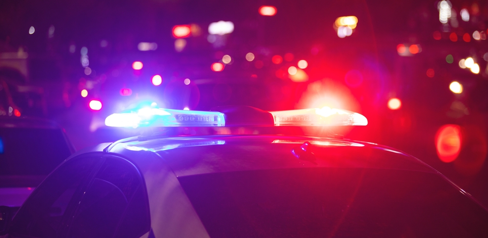 Close-up of police car lights