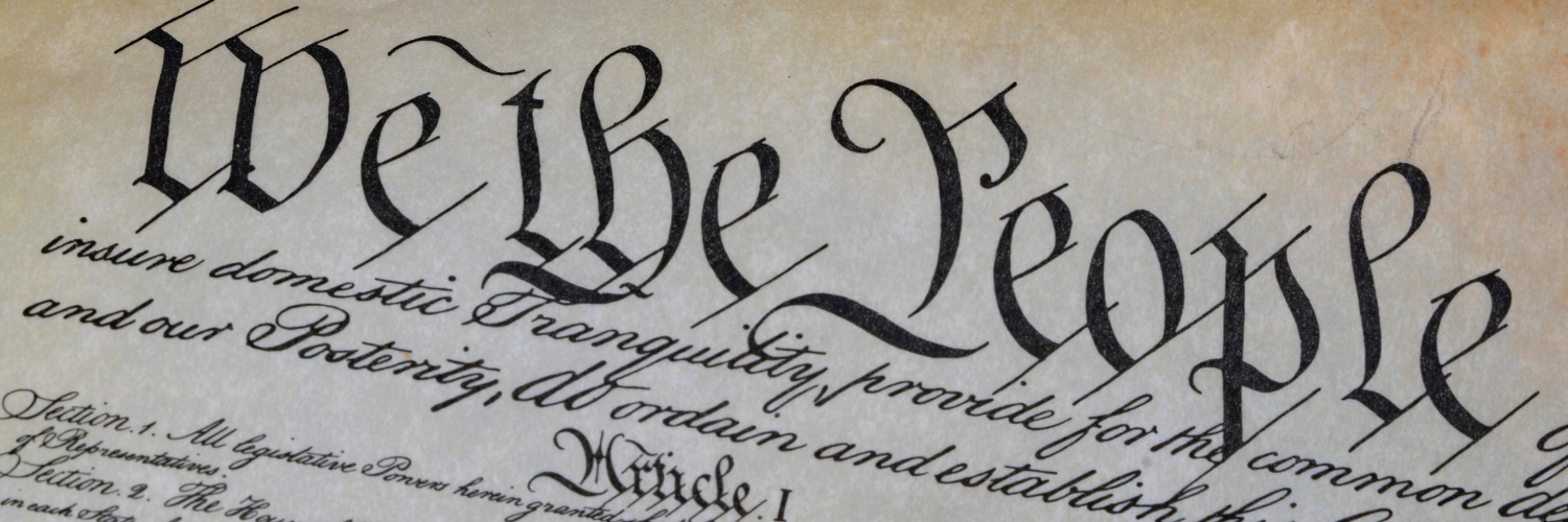 The beginning of the U.S. Constitution the reads "We the People"