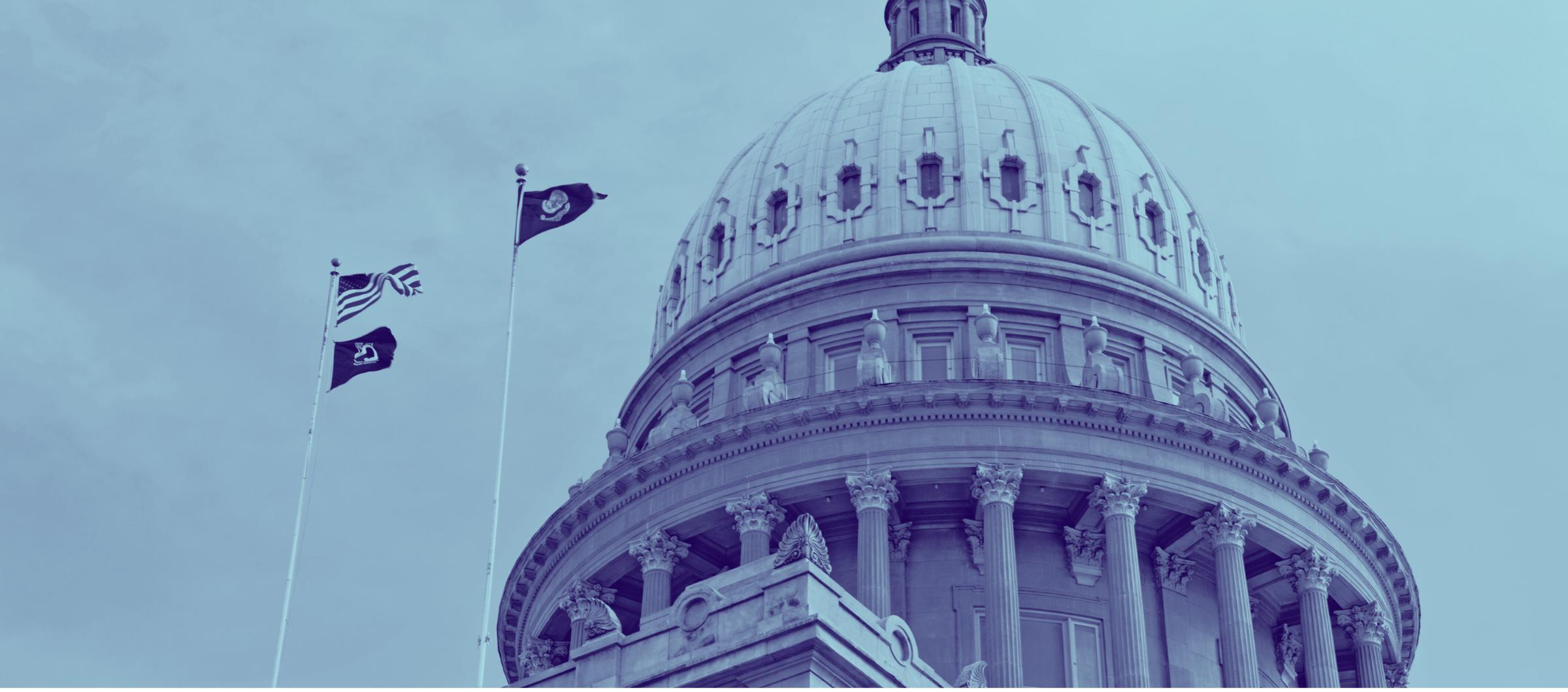 Blue duotone image of the Idaho Capitol building