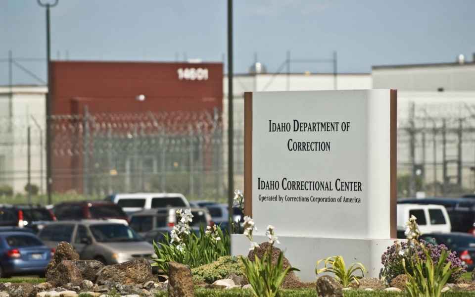 sign in front of prison that reads &quot;Idaho Department of Correction Idaho Correctional Center&quot;