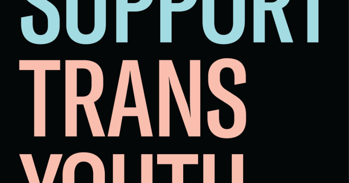 Against a black background, the words "Support Trans Youth" are in light blue followed by "TRANS YOUTH?" in  light pink. a While ACLU Idaho logo is in the lower right corner.